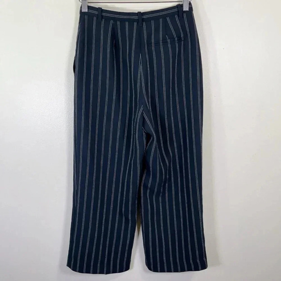 Aritzia Wilfred Talin Black White Striped Crepe Wide Leg Cropped Pants - Picture 16 of 16